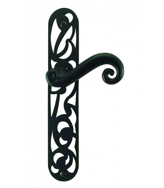 Poignée de porte en forme de branche en fer forgé avec couche noire typique EW006. 