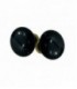 Poignée double ROND D.50 mm pour porte intérieure porcelaine de LIMOGES noir brillant sur laiton brillant