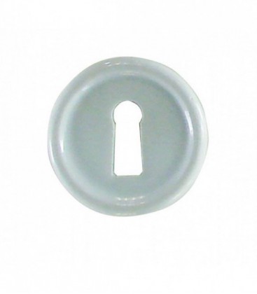 1/2 poignée de porte DE SEVIGNE sur rosace porcelaine blanche lanche + rosace de fonction trou clé