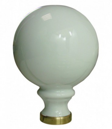 Boule de rampe d'escalier blanche ø 100 mm en porcelaine de Limoges sur embase laiton