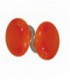 Poignée double OVALE pour porte intérieure porcelaine de LIMOGES Orange sur cuvette nickelée brossée