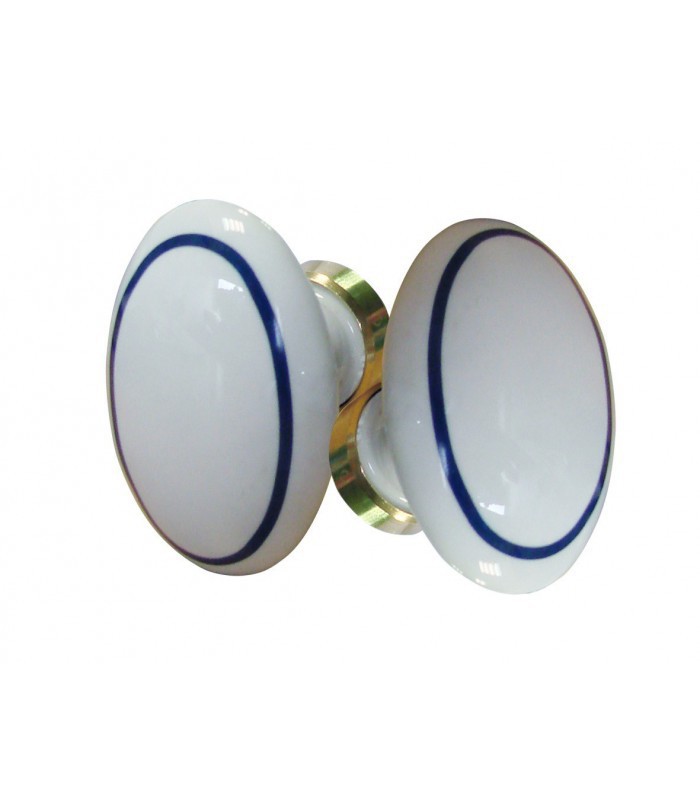 Poignée de porte double ovale en porcelaine - Déco