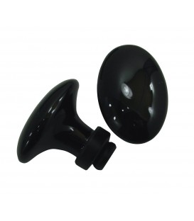 Poignée double OVALE GM porcelaine de LIMOGES noir brillant sur support noir mat