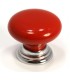 Bouton de meuble zamack rouge embase chromée D.30