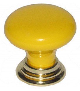 Bouton de meuble Zamack jaune embase dorée D.30