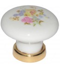 Bouton de meuble céramique blanche fleur D.30