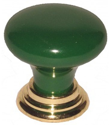 Bouton de meuble Zamack vert embase dorée D.30