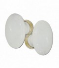 Poignée double OVALE porcelaine de LIMOGES blanche/laiton poli C.7 à goupiller