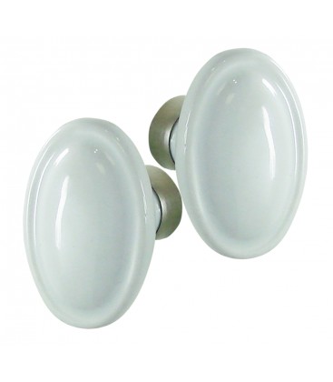 Poignée double DIRECTOIRE ovale porcelaine de LIMOGES Blanc