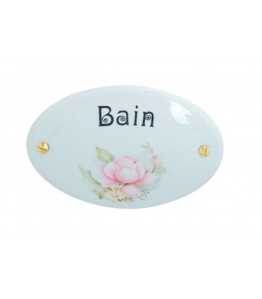 Plaque signalétique SATSUMA "Bain" porcelaine de LIMOGES