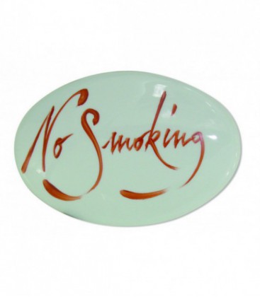 Plaque signalétique "No smoking" lettrage sanguin porcelaine de LIMOGES