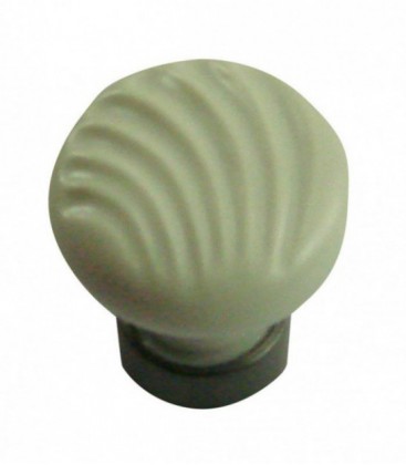 Bouton de meuble RELIEF blanc mat en porcelaine D.30mm