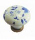 Bouton simple DELPH ROND en porcelaine décoration bleu