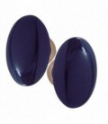 Poignée double OVALE pour porte intérieure porcelaine de LIMOGES Bleu de four sur laiton poli5H048