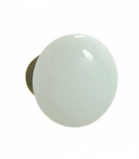 Bouton simple ROND D.50 mm pour porte intérieure porcelaine de LIMOGES blanc sur rouillé ciré